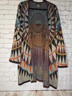Peruvian Connection Colorful Geometric Cardigan